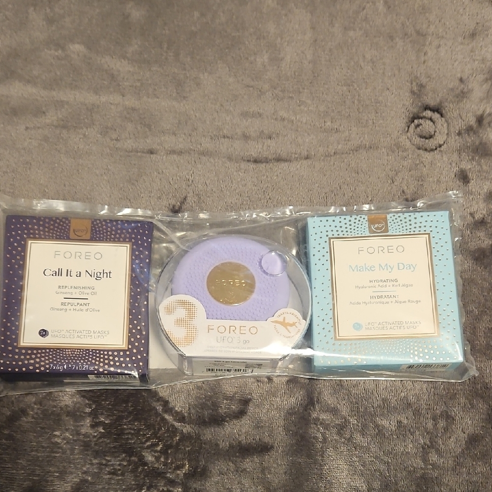 FOREO UFO 3 Go Lavender Facial Device with Hydrating & Night Mask Duo